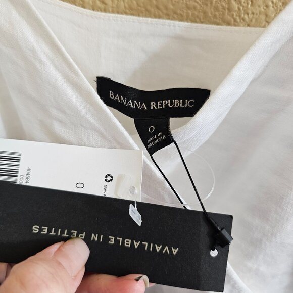 BANANA REPUBLIC NWT White Linen Tie Waist Spaghetti Strap Midi Sundress~Size 0 - Picture 9 of 11